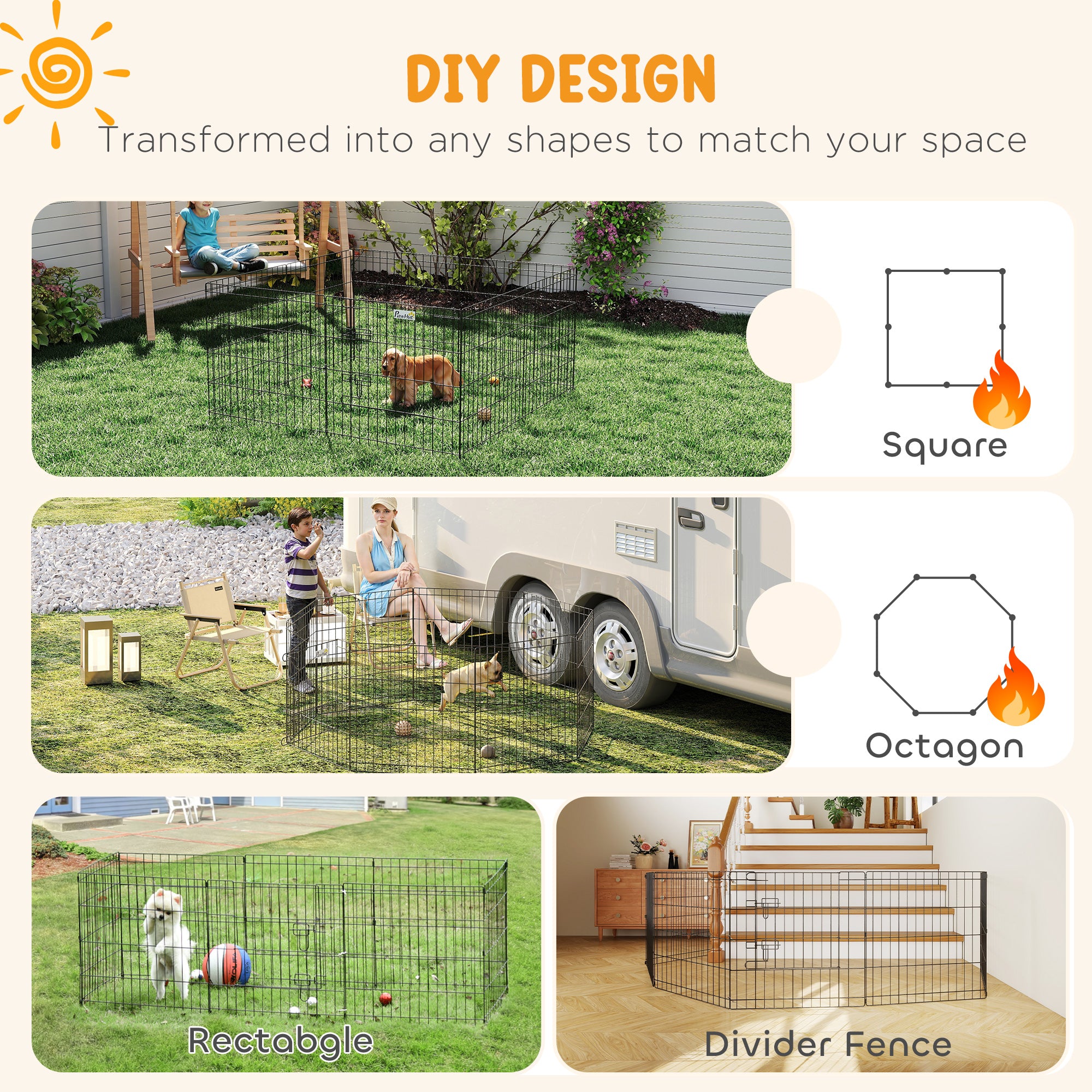 24inch Foldable Metal Exercise Pet Playpen Yard Dog Puppy Kennel Cage 8 Panel - view 3