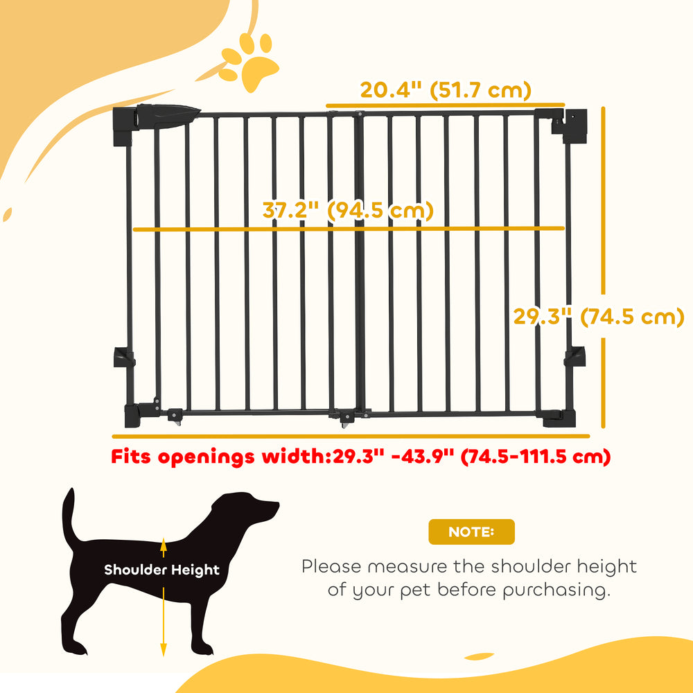 29"-44" Wide Dog Gate, 29" H, Pet Gate with Auto-Close, Single Hand Operation - view 2