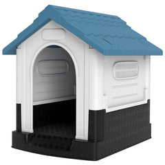 Outside Dog Kennel House with Windows, Base Support, for Garden Patio