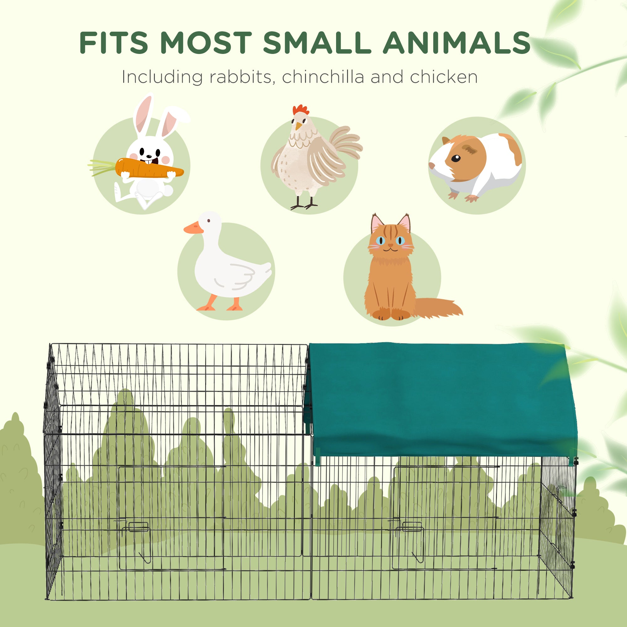 87" Small Animal Cage with Roof, Indoor/Outdoor Use, for Chicken, Rabbits - view 3