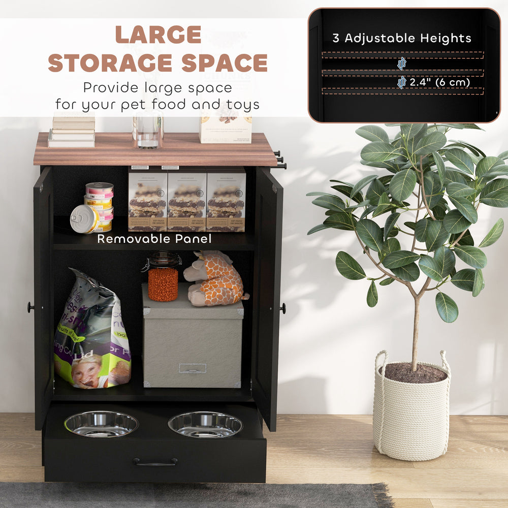 Pet Food Storage Container Dog Feeding Station w/ Adjustable Panel, Hooks - view 4