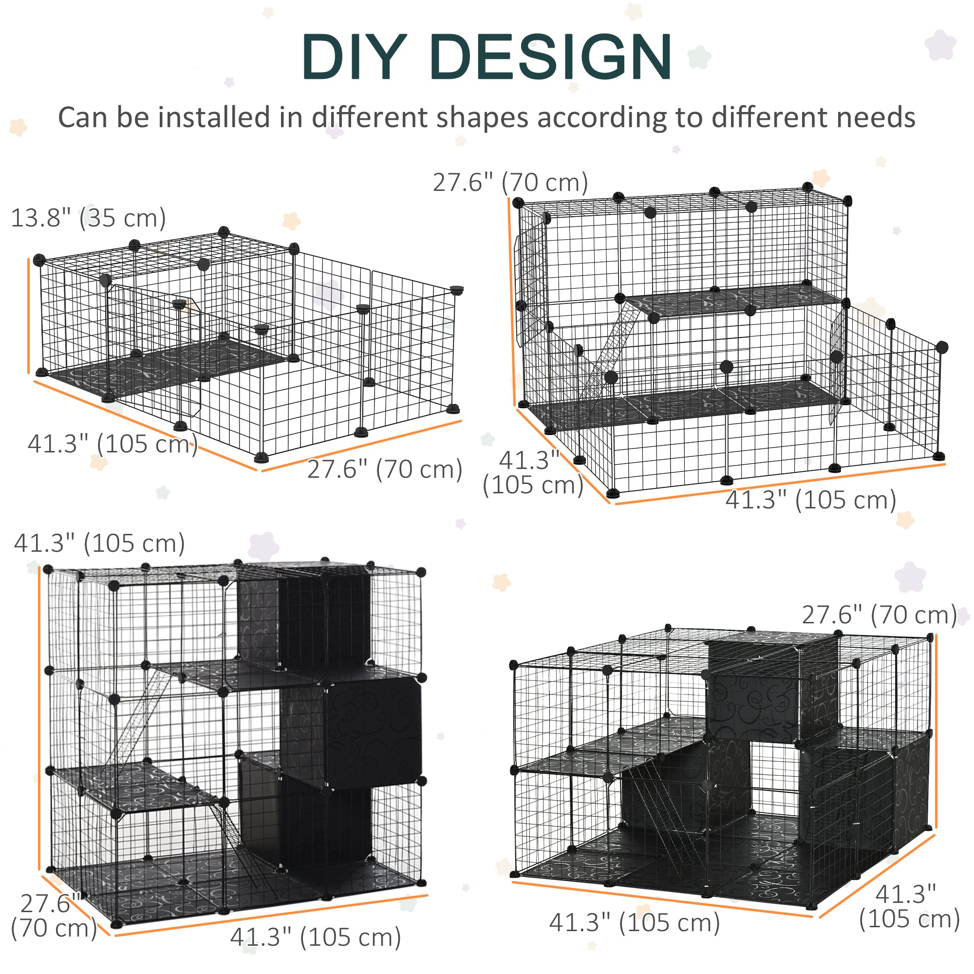 56 Panels Pet Playpen Small Animal Cage for Rabbit Small Animal Habitat - view 3