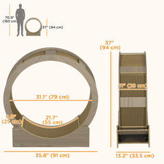 36" Cat Wheel for Indoor Cats with Brake, Scratching Pads Cat Furniture - view 2