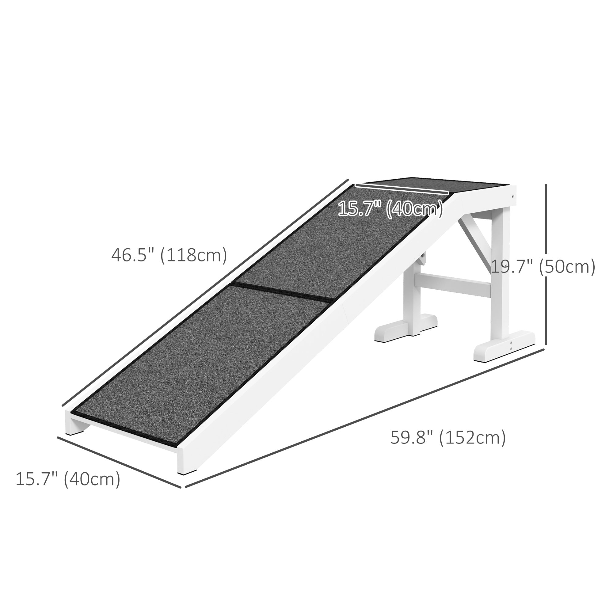 Pet Ramp Bed Steps for Dogs Cats Non-slip Carpet Top Platform Pine Wood 59"L x - view 2