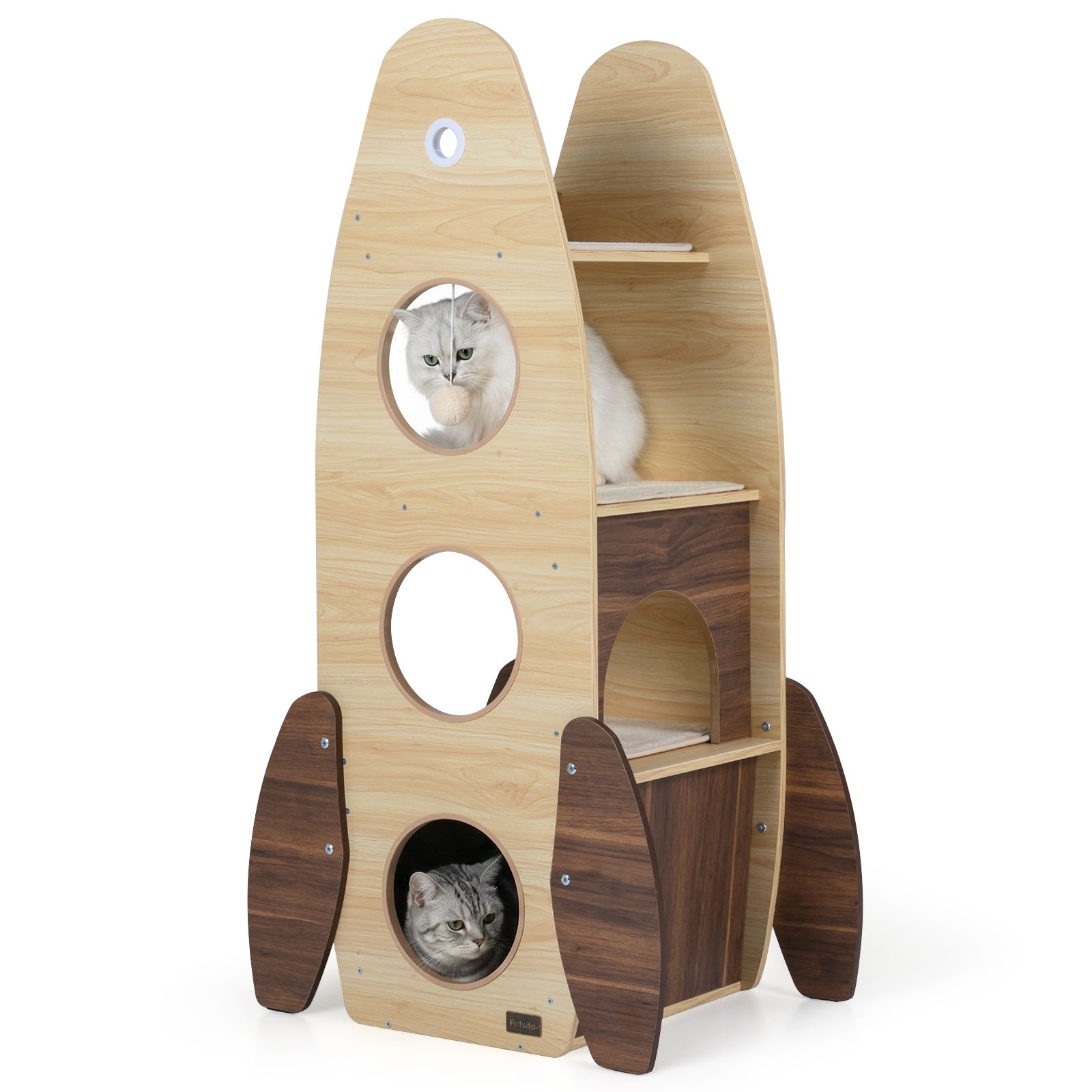 Rocket Cat Tree 47 Inch Large Wooden Cat Tower for Indoor Cats - view 3
