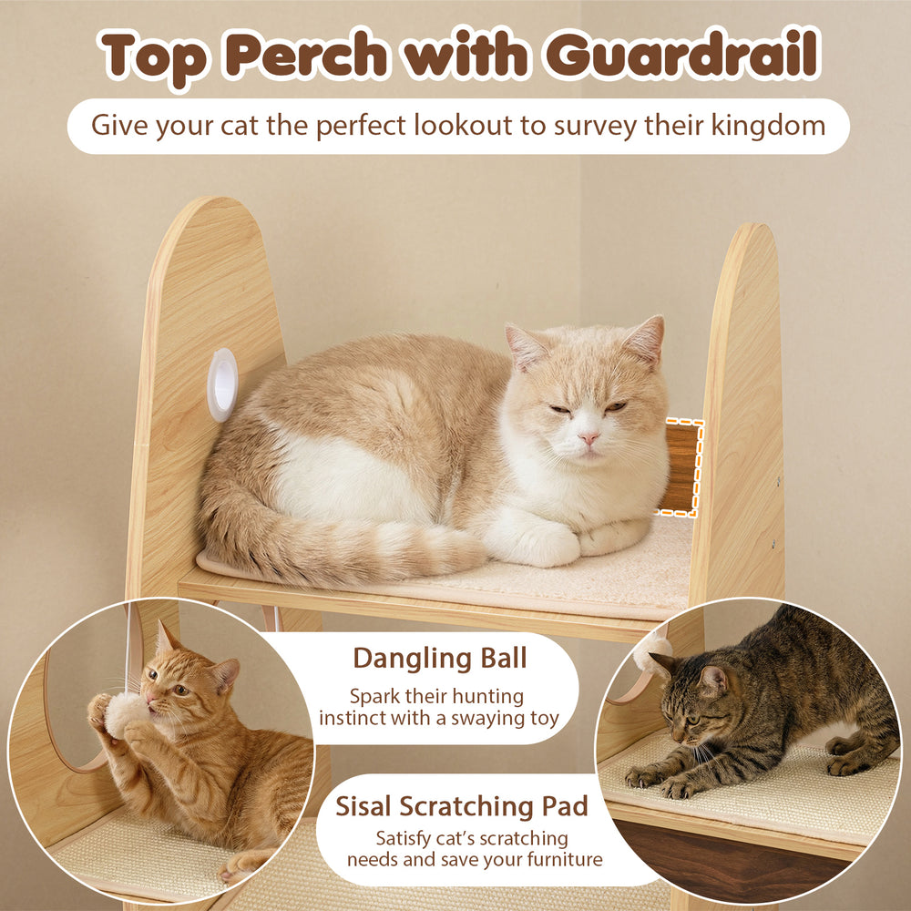 Rocket Cat Tree 47 Inch Large Wooden Cat Tower for Indoor Cats - view 7