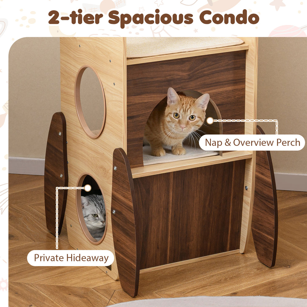 Rocket Cat Tree 47 Inch Large Wooden Cat Tower for Indoor Cats - view 8