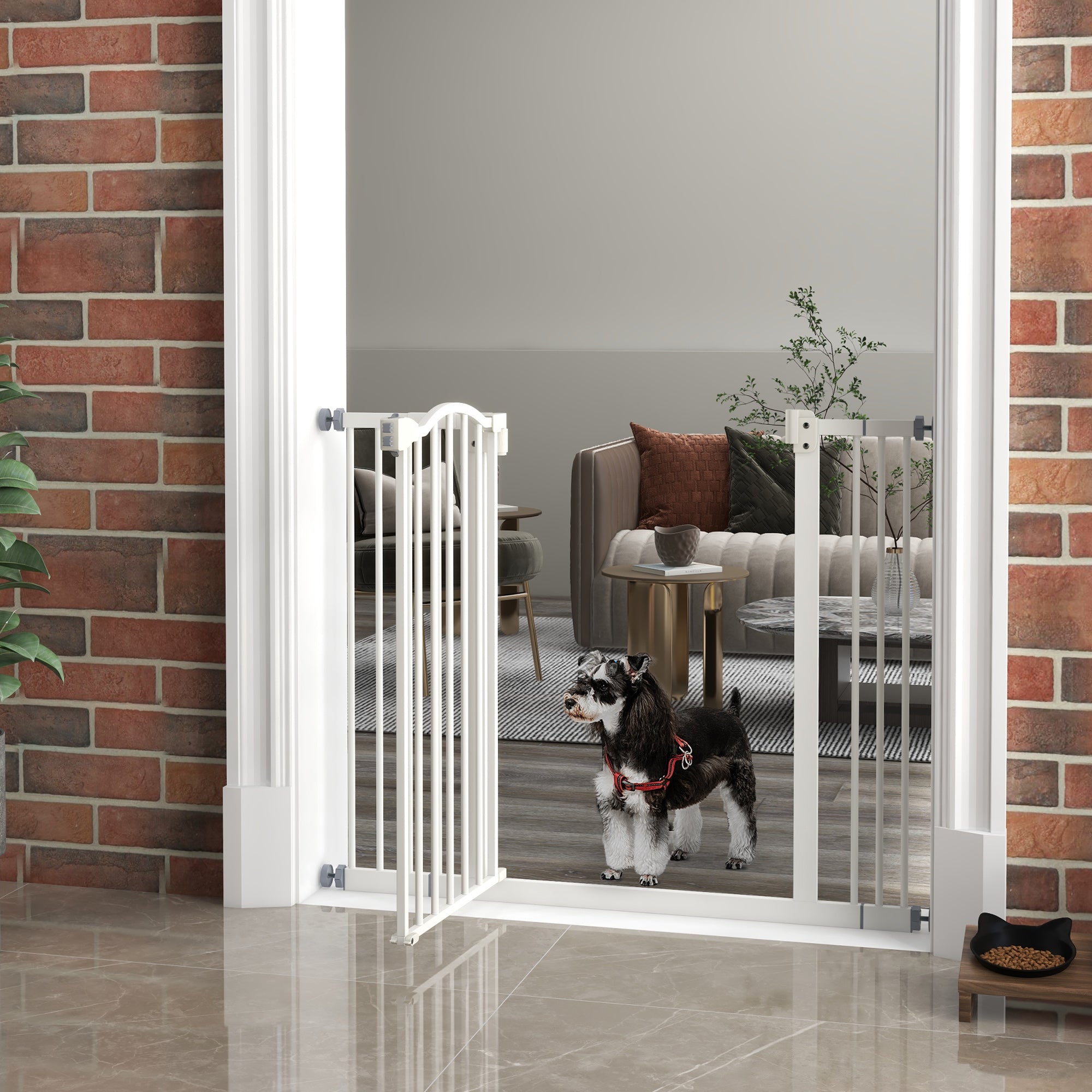 Extra Tall Dog Gate with Door, Pressure Fit, Auto Close, Double Locking - view 7