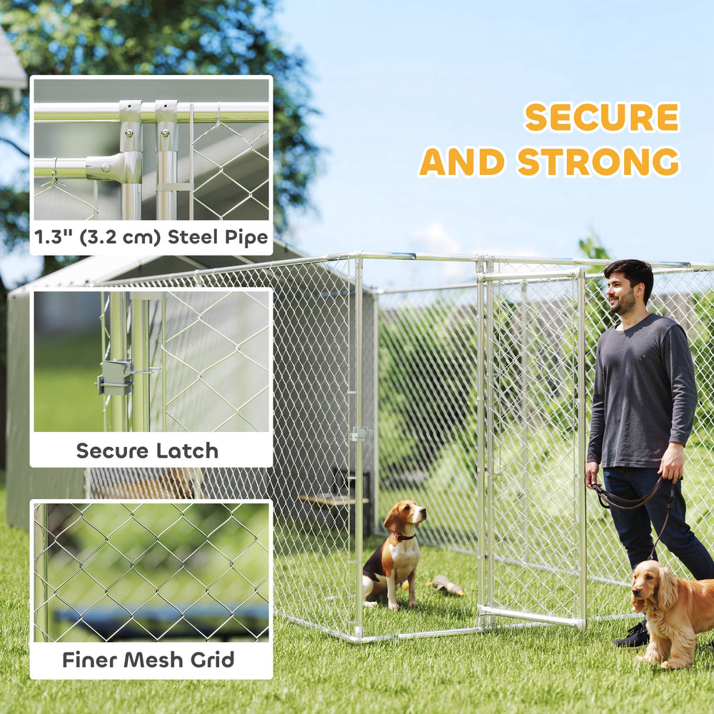 Galvanized Steel Dog Kennel Outdoor with Waterproof & UV-Resistant Cover - view 5
