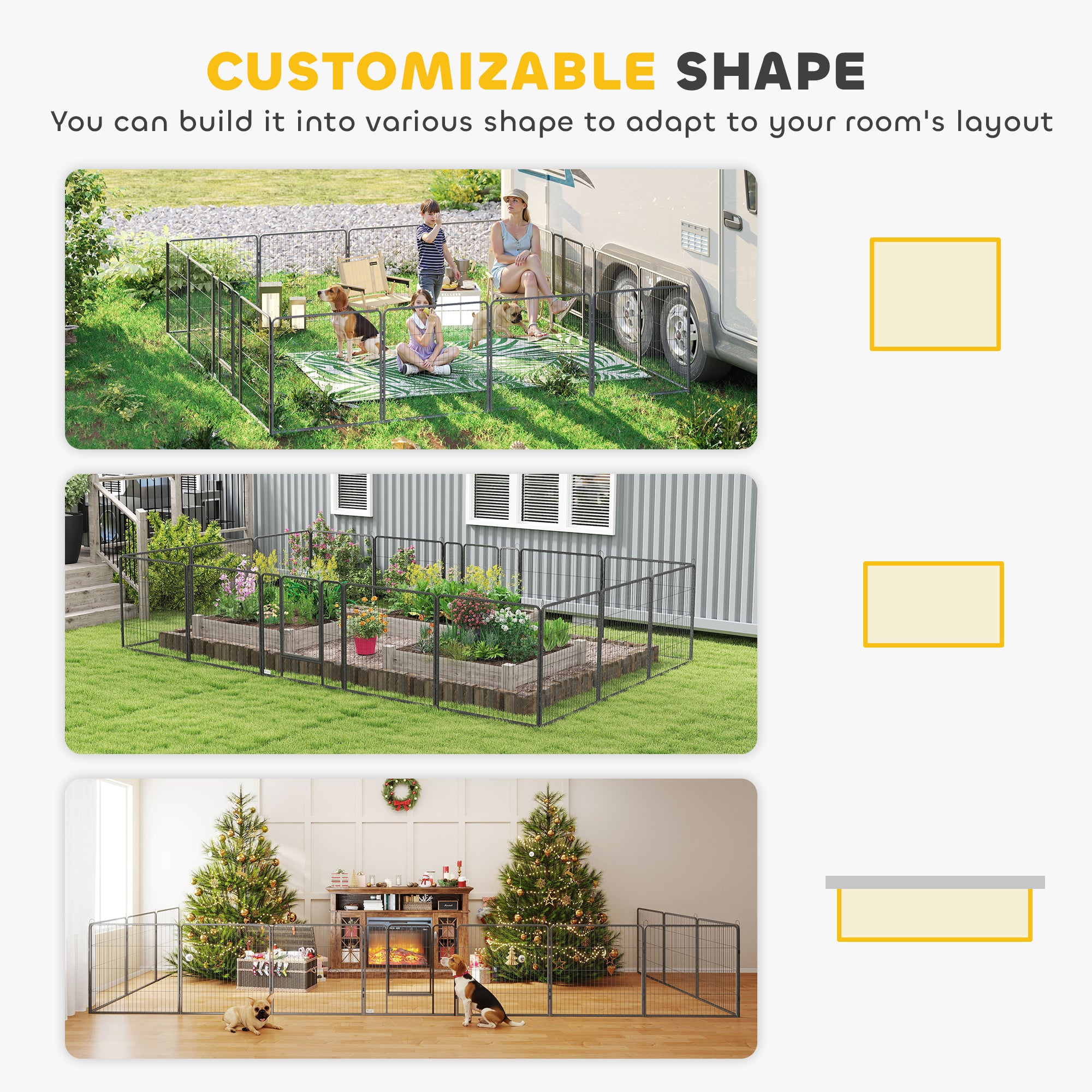 Heavy Duty Pet Playpen, 16 Panels Steel Dog Fence Puppy Exercise Pen with 2 - view 3