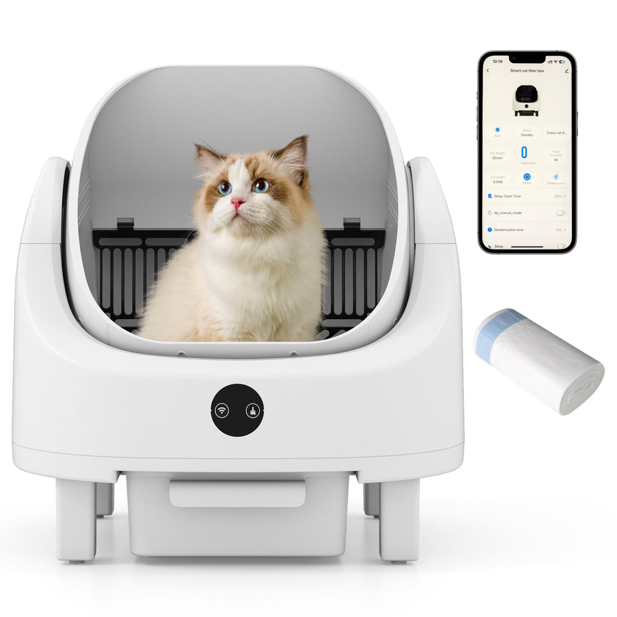 Self-Cleaning Open-Top Cat Litter Box with APP Control for Multi-Cat Cat House