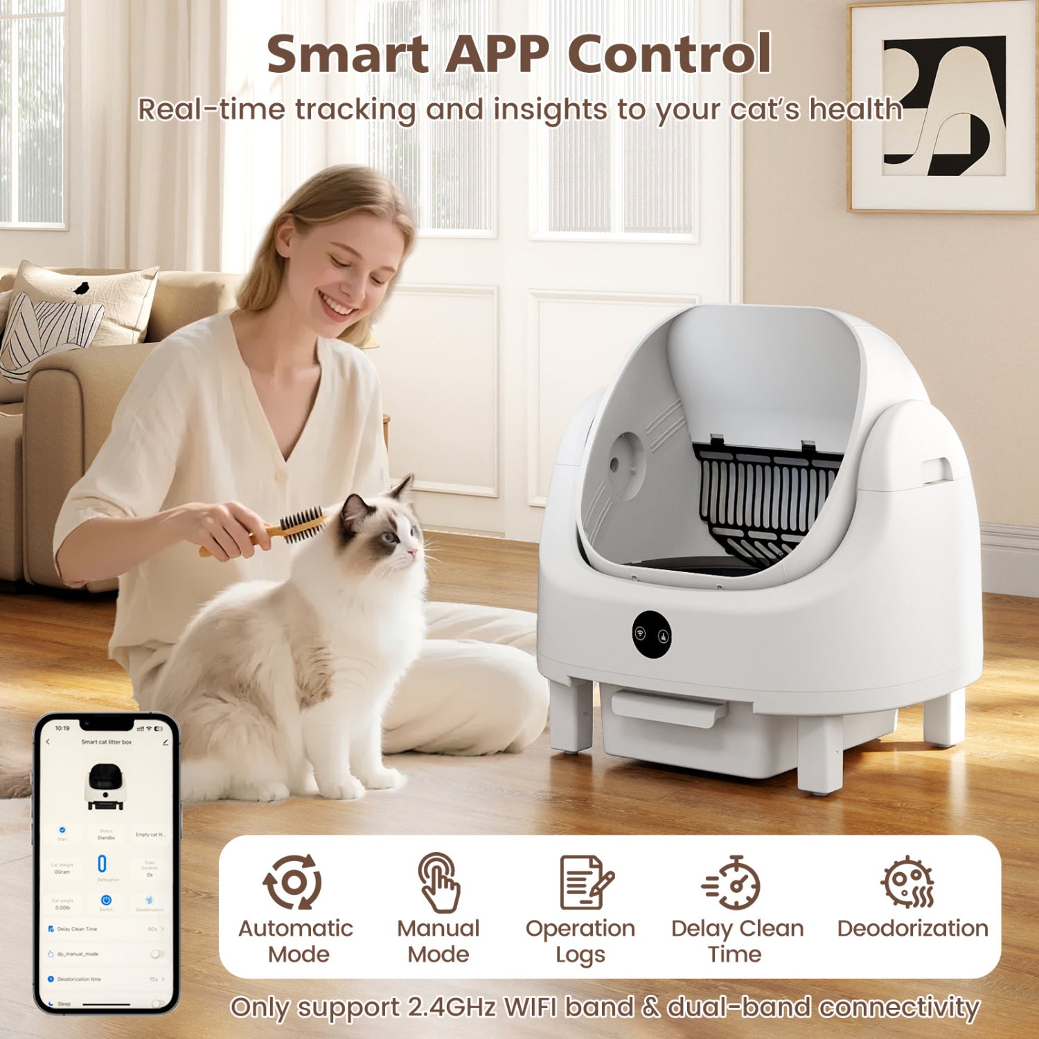 Self-Cleaning Open-Top Cat Litter Box with APP Control for Multi-Cat Cat House - view 6