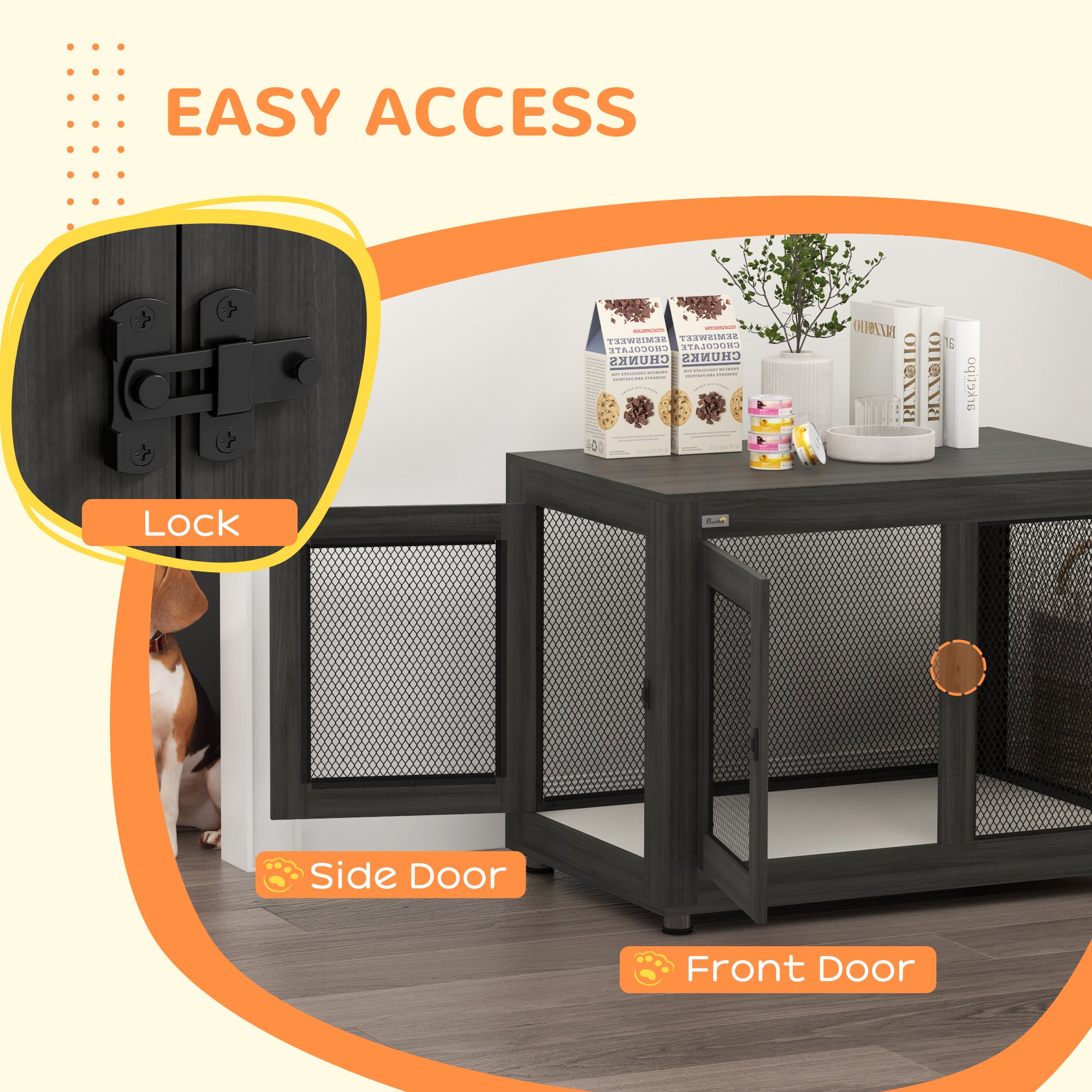 Pet Crate End Table with Water-resistant Cushion or Large Medium Dogs - view 5