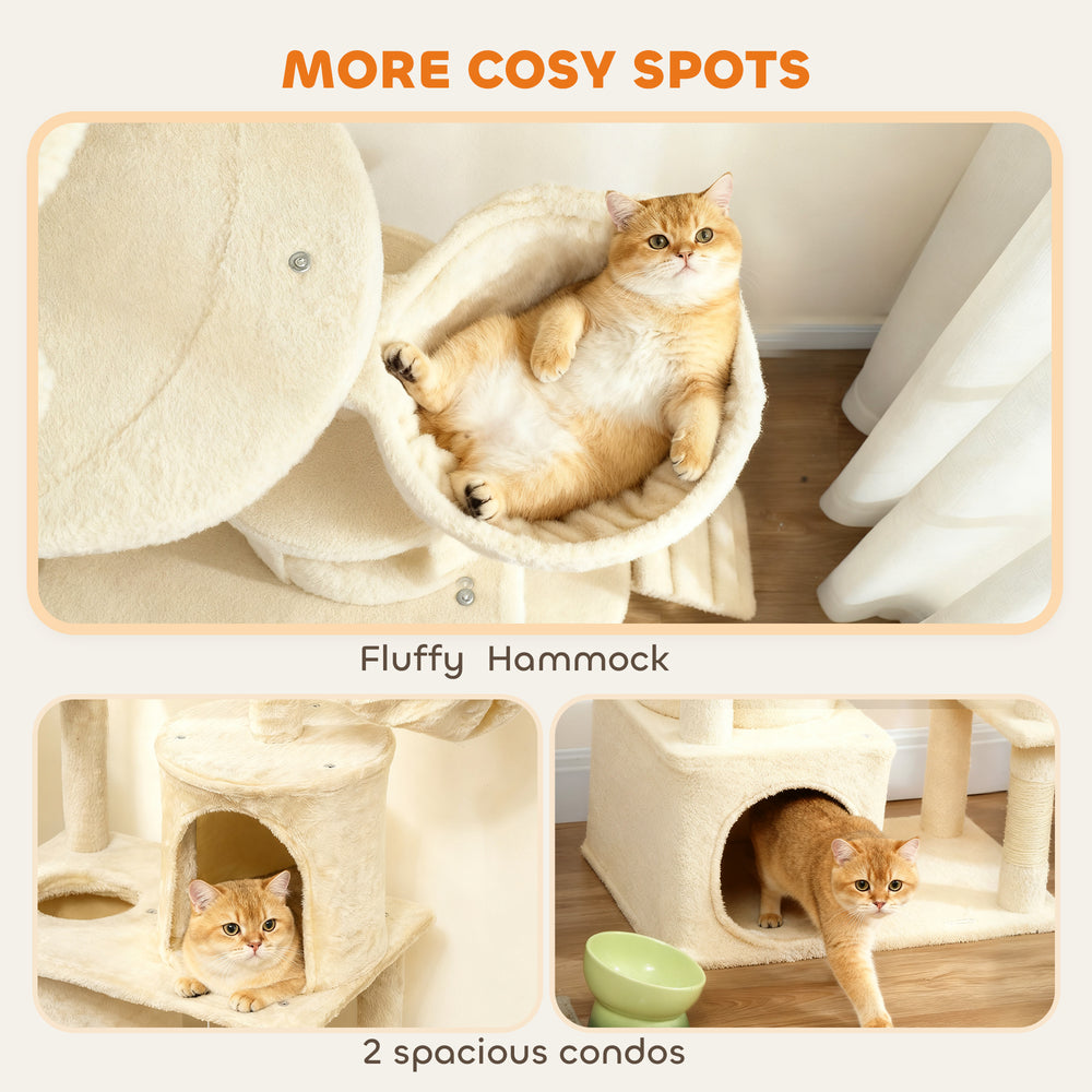 67" Large Cat Tree with 7 Scratching Posts, Tunnel, 2 Condos, Hammock, Perch - view 6