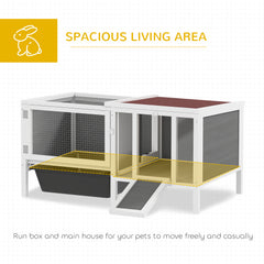 Rabbit Hutch, Wooden Guinea Pig Cage with Run, Openable Top, Pull Out Tray - view 3