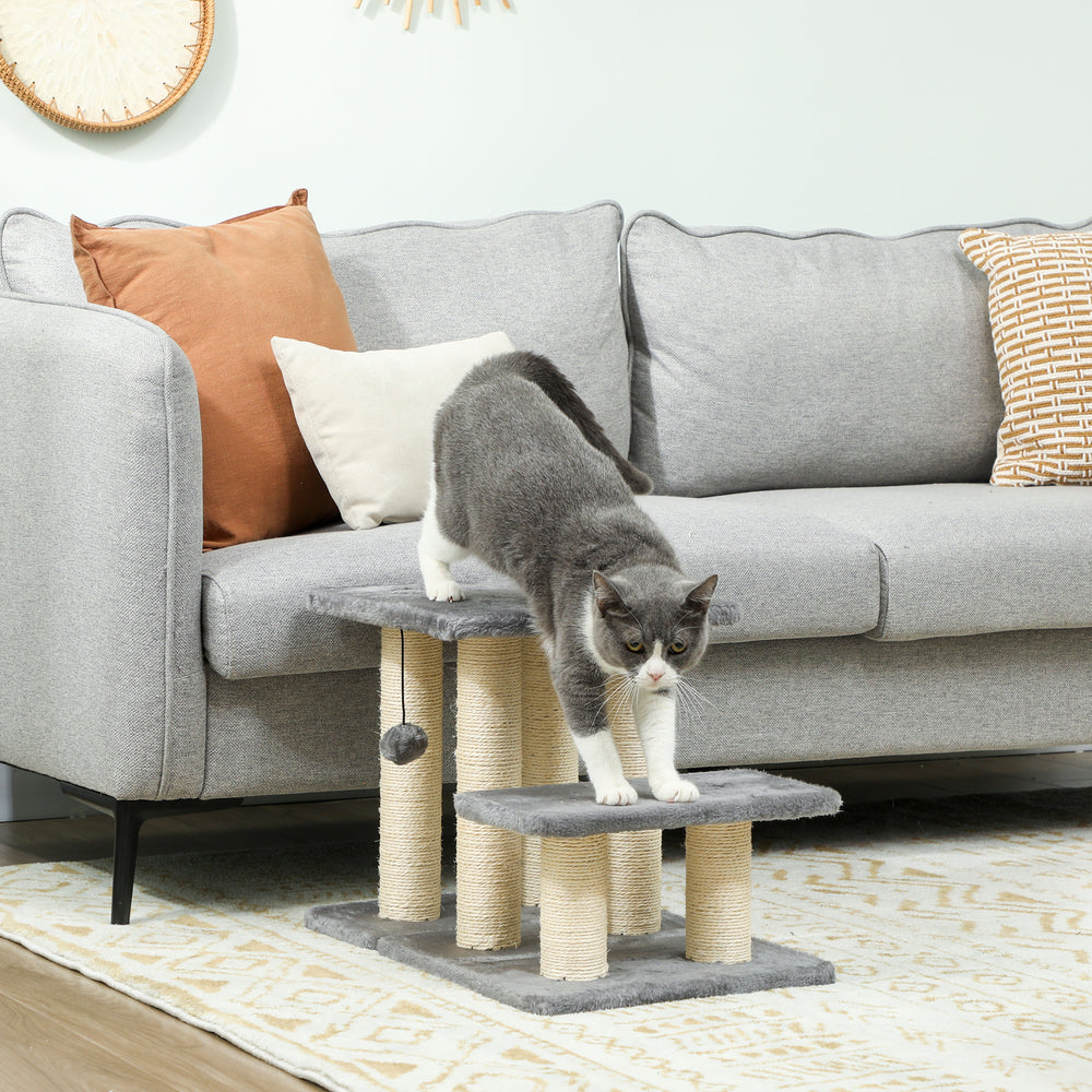 Cat Stairs with 2 Sisal Scratching Post for High Bed Couch, Adjustable 3-Tier - view 7