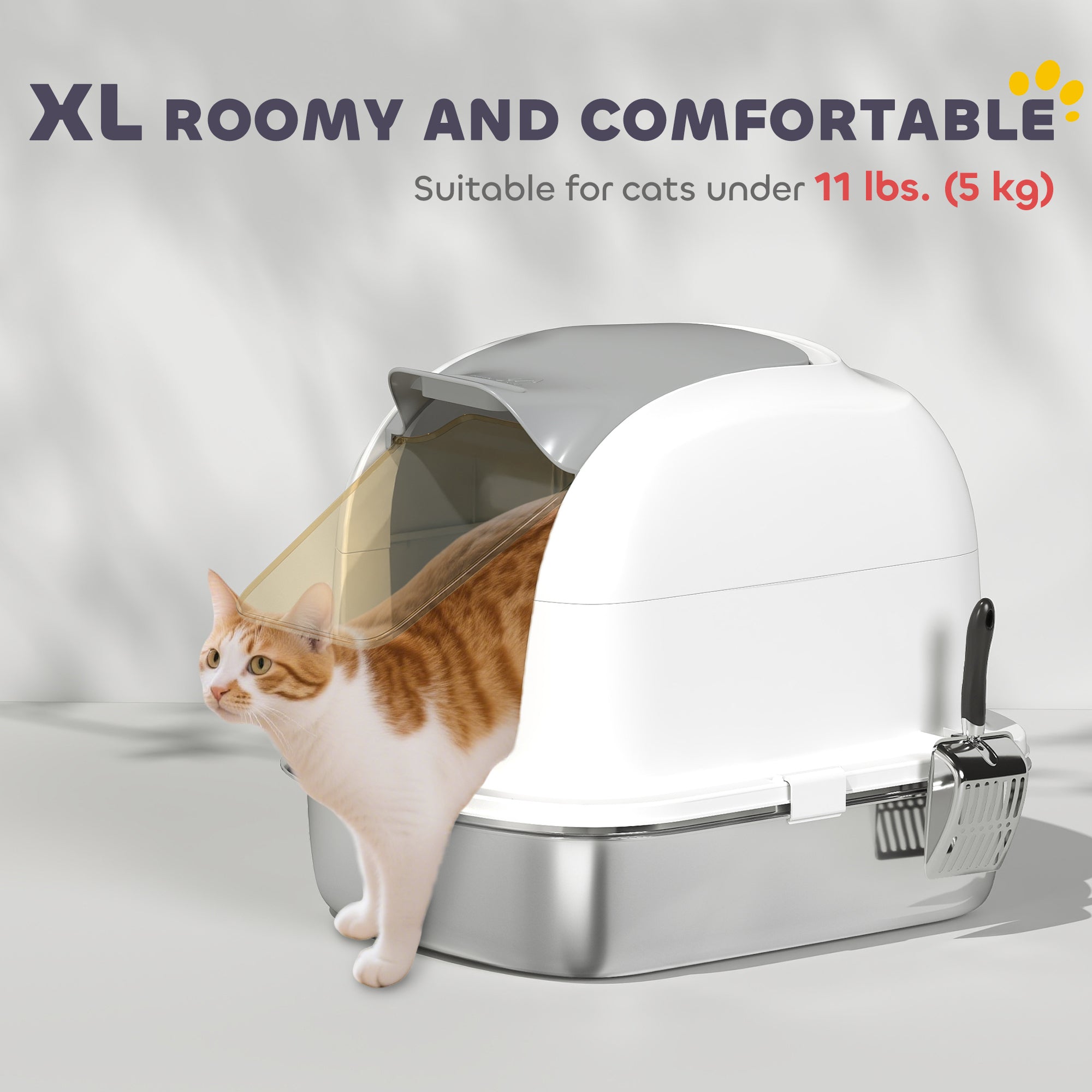 Large Stainless Steel Cat Litter Box with Lid, Enclosed Cat Litter Box - view 5