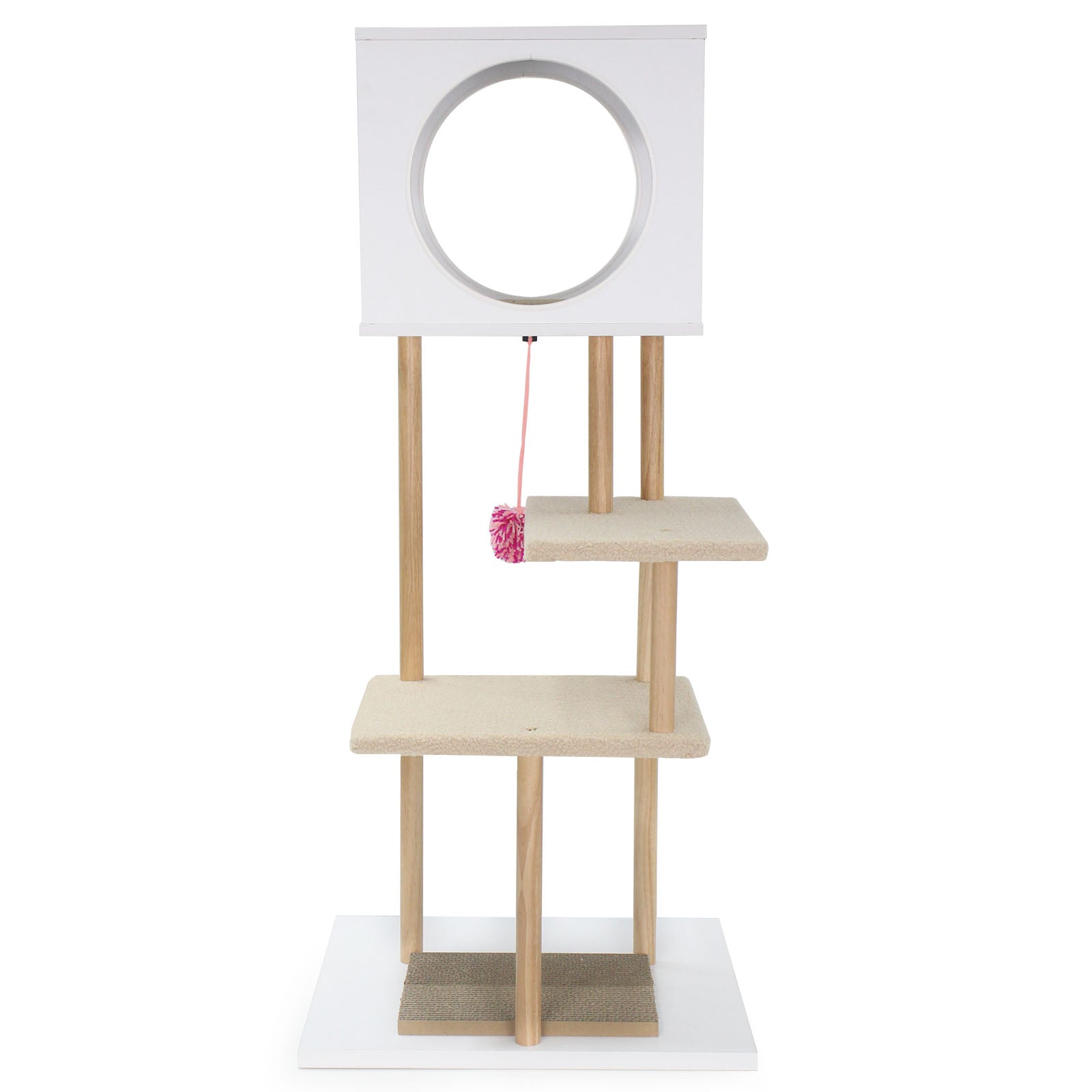 Tall Wood Cat Tower with 2 Corrugated Cardboard Cat Tree - view 4