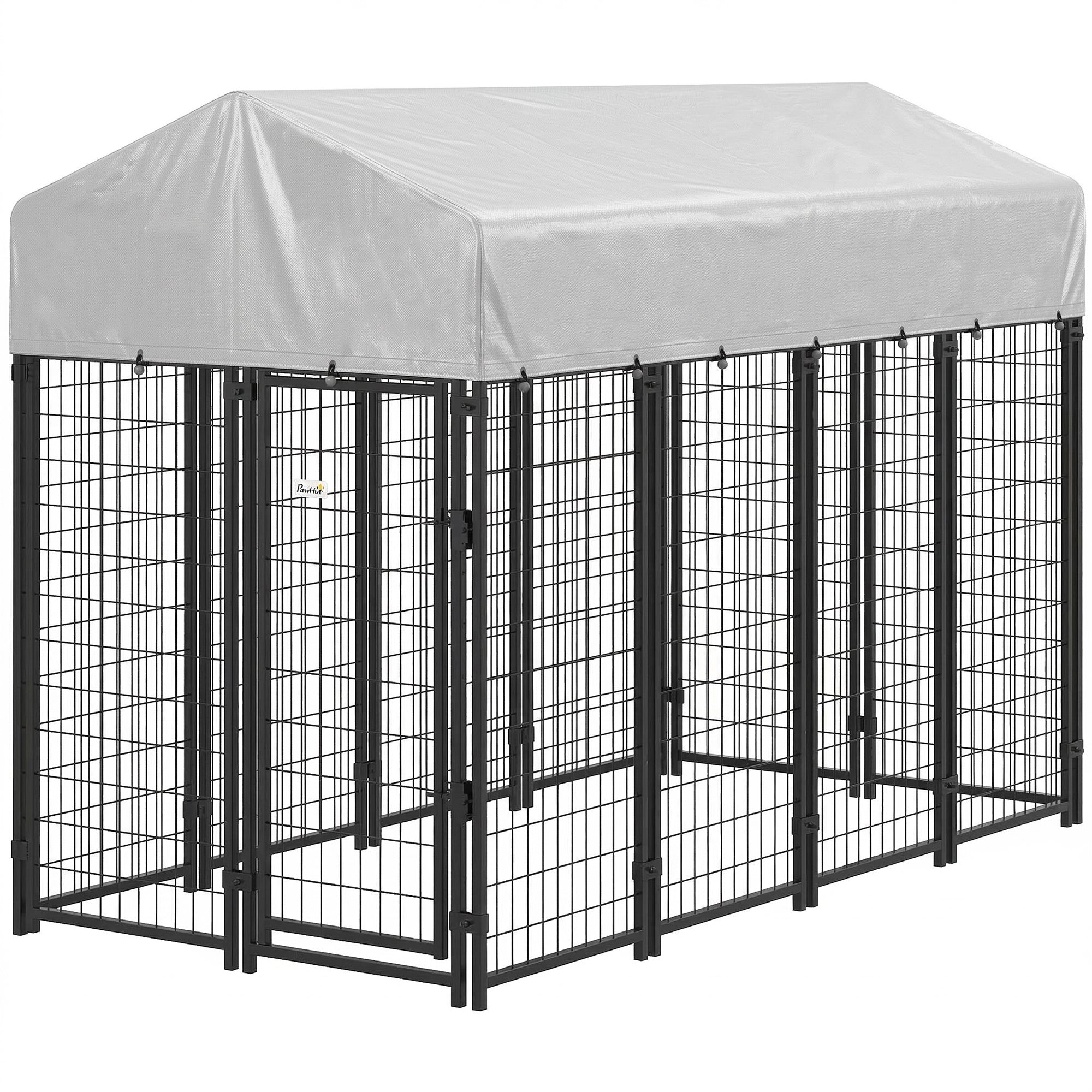 Outdoor Dog Kennel with Roof, 8' x 4' x 6' Heavy Duty Welded Wire Dog Playpen