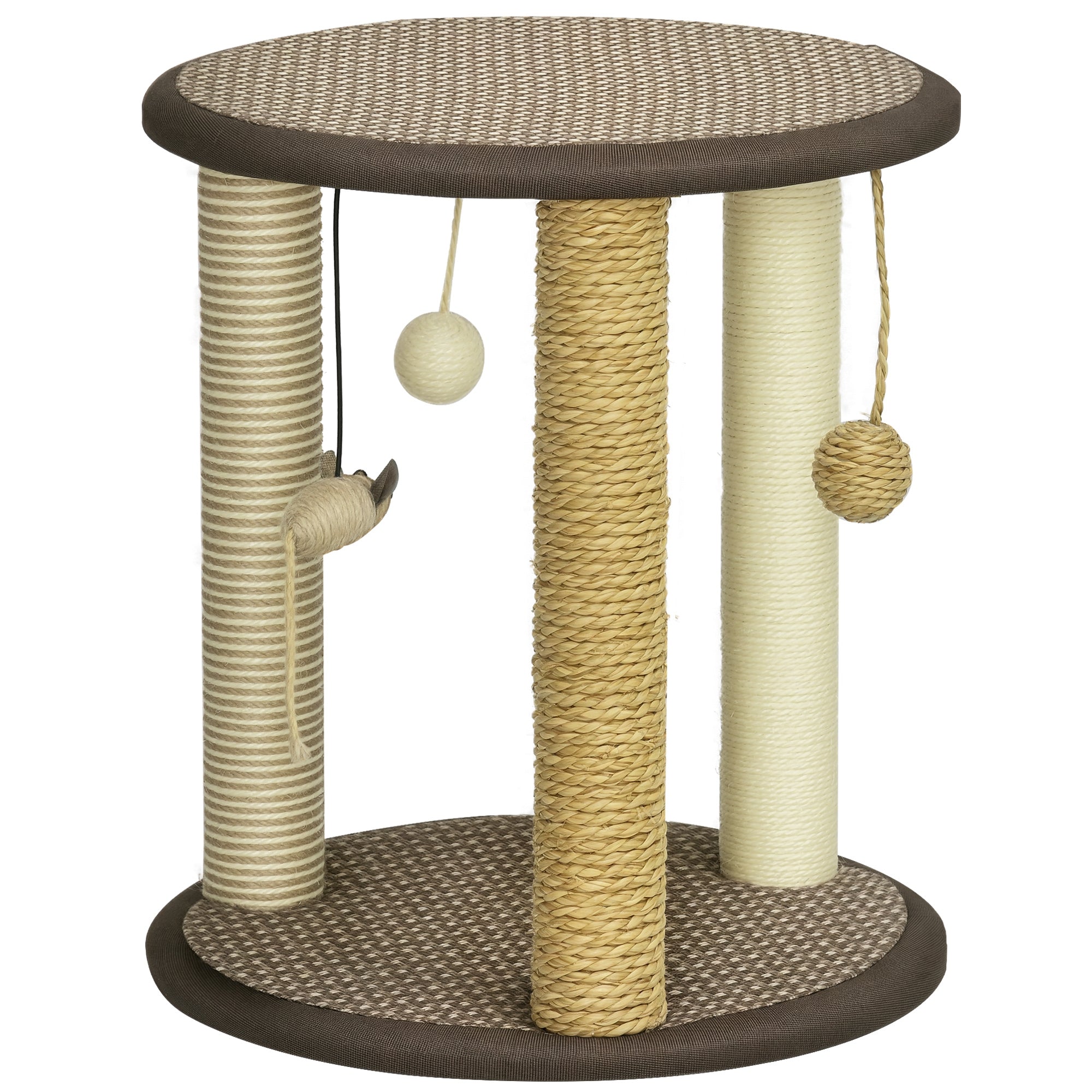 17" Cat Tree, Kitty Activity Centre with Hanging Toys, Cat Tower with Jute