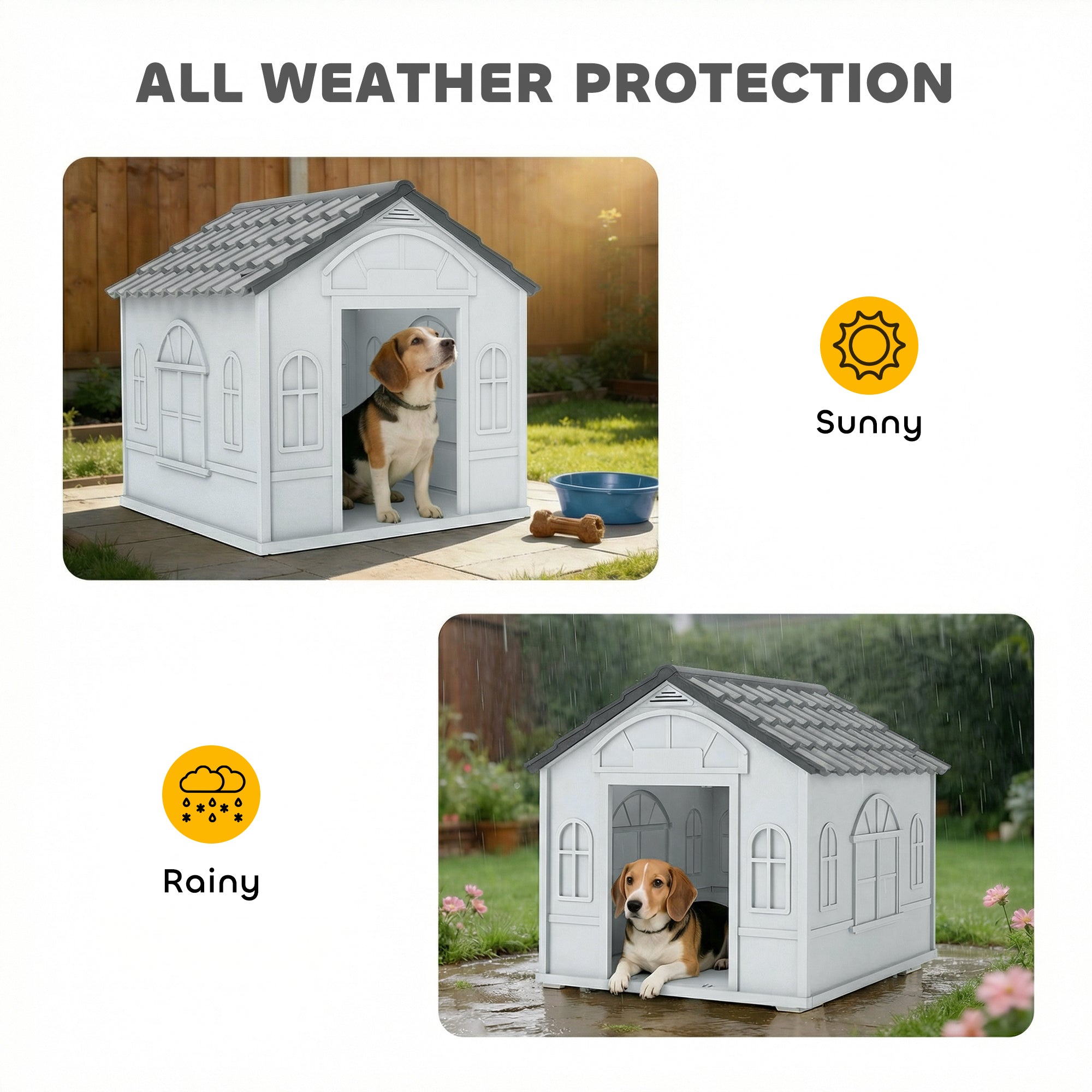26" Plastic Dog House Outdoor with Air Vents, for Small Medium Dogs Dog Crate - view 3