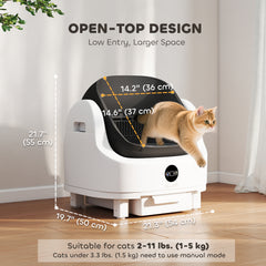 Open-Top Self Cleaning Cat Litter Box, Automatic Cat Litter Box with Integrated - view 2