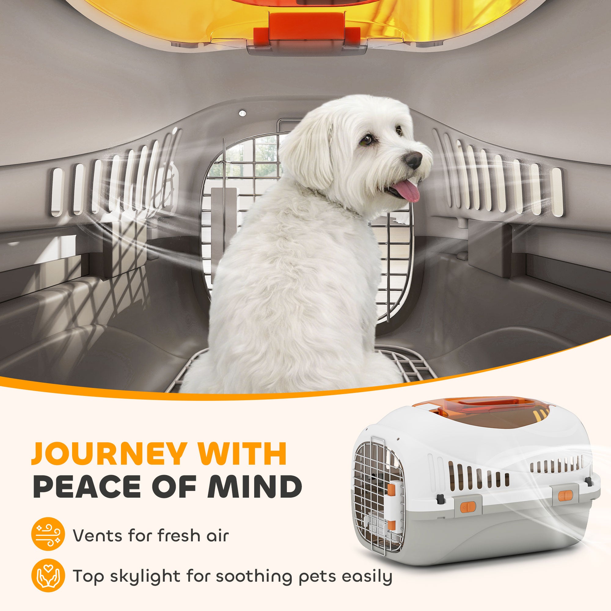 Hard-Sided Travel Pet Carrier, Plastic Dog and Cat Kennel for Small Dogs - view 5