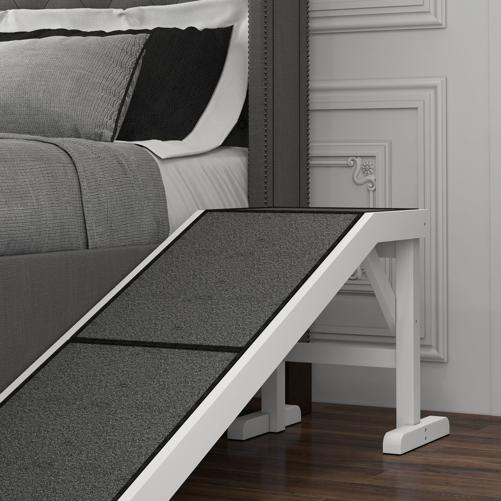 Pet Ramp Bed Steps for Dogs Cats Non-slip Carpet Top Platform Pine Wood 59"L x - view 6