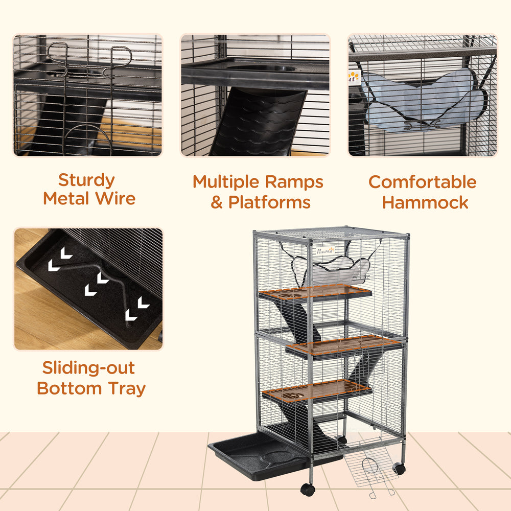 4-Tier Rolling Small Animal Cage, Deluxe Ferret Cage for Mink Chinchilla Kitten - view 5
