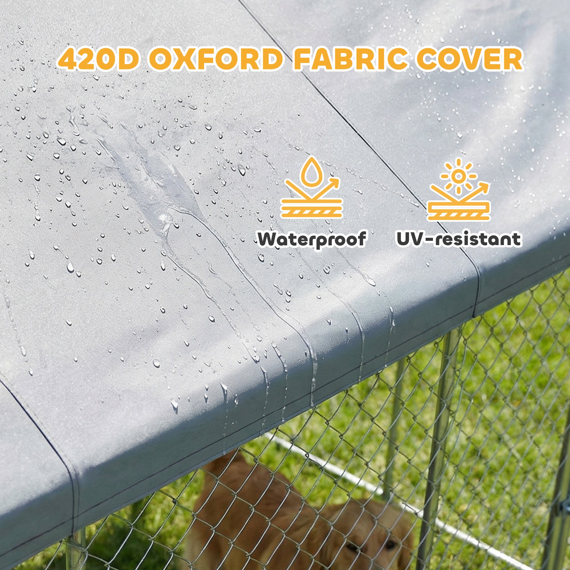 Heavy Duty Outdoor Dog Kennel with Waterproof Roof, Secure Latch, Chain Link - view 6