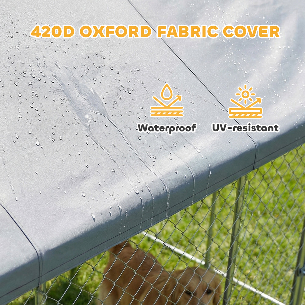 Heavy Duty Outdoor Dog Kennel with Waterproof Roof, Secure Latch, Chain Link - view 6