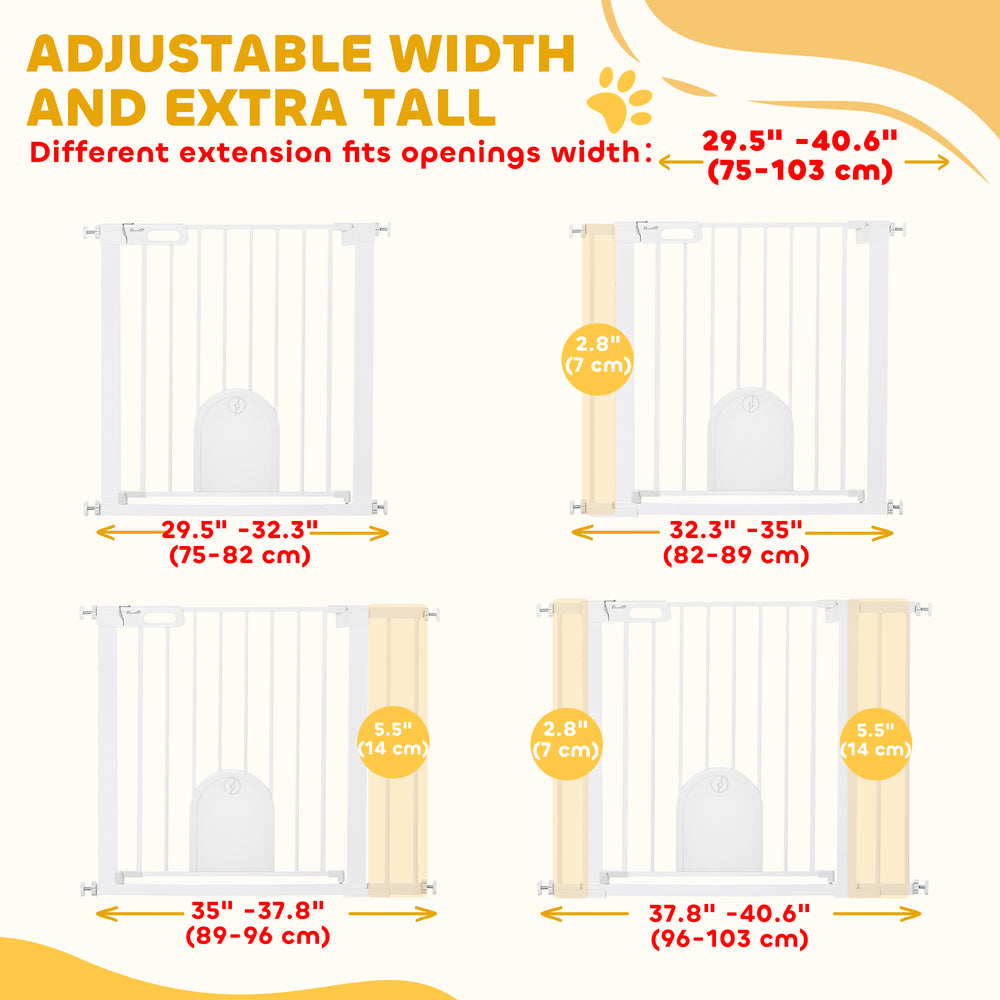 30"-41" Extra Wide Pet Gate Barrier with Small Door, 30"H Dog Gate with Safety - view 6