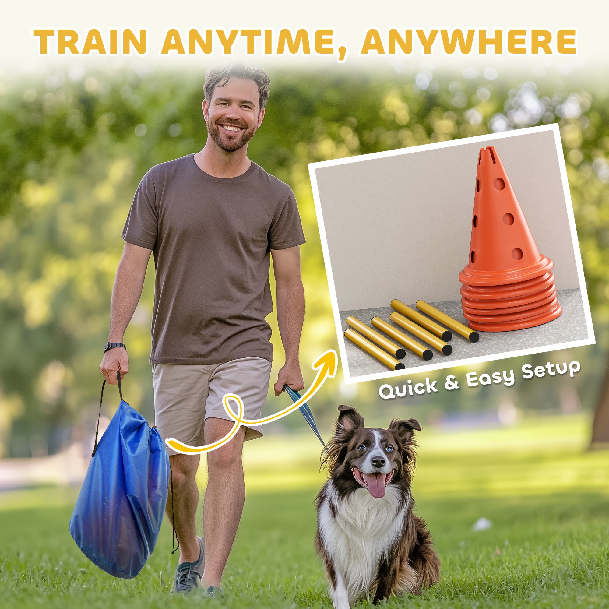 Dog Agility Hurdle Cone Set, Adjustable Obstacle Course Equipment with 6 Cones - view 6