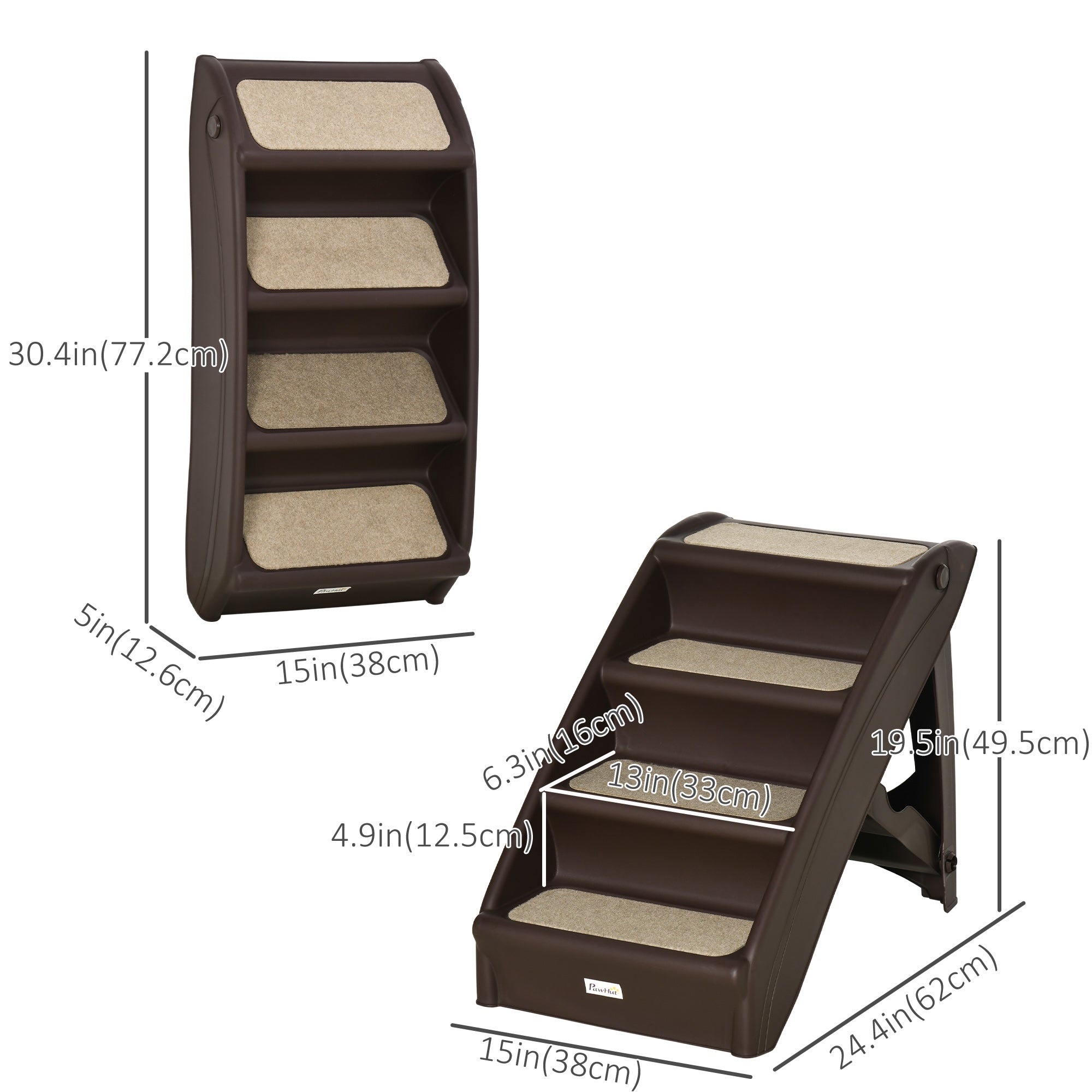 4-Level Portable Pet Stairs, Foldable Dog Ramp, Lightweight Cat Steps - view 2