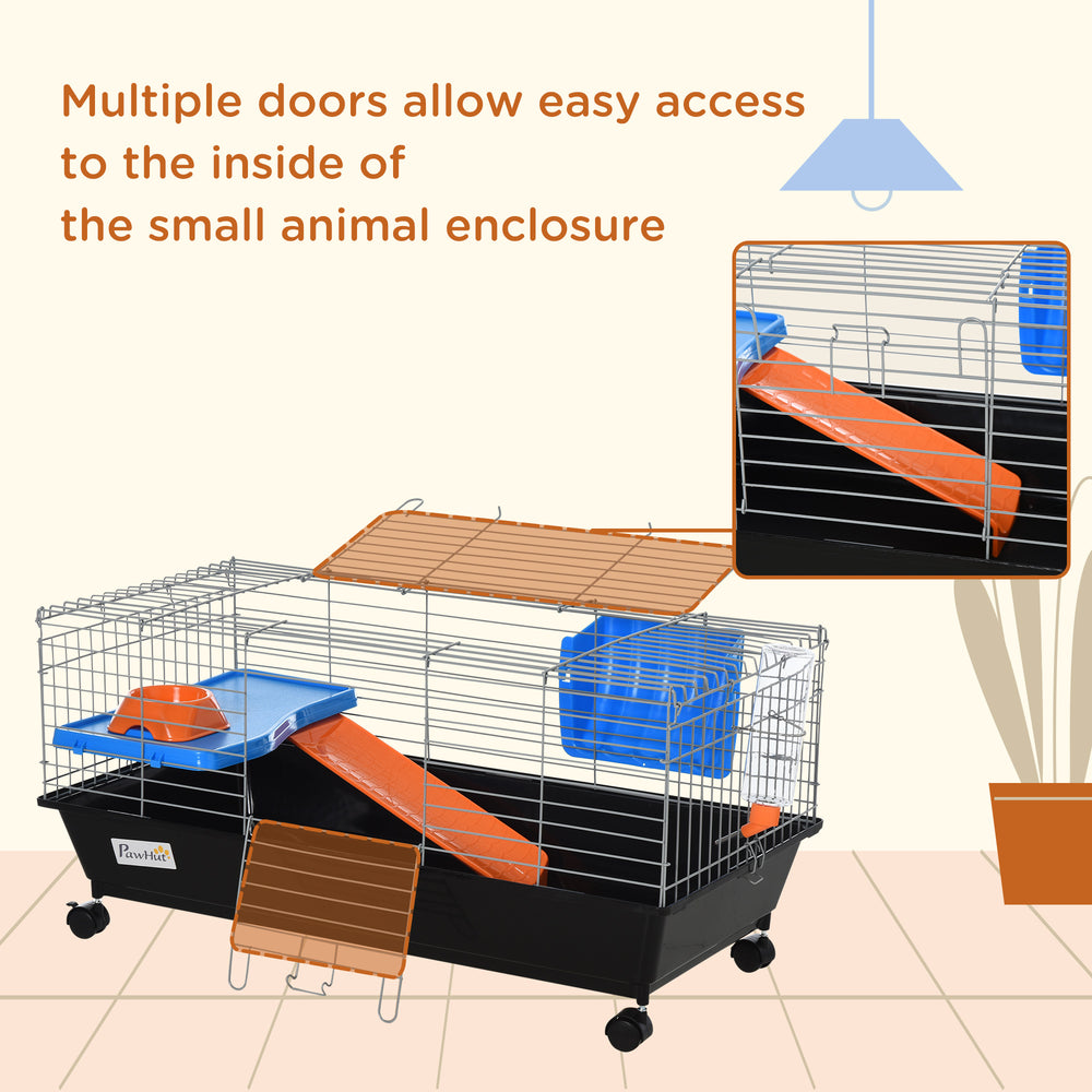 Small Animal Cage, Rolling Bunny Cage, Guinea Pig Cage with Food Dish, Water - view 6