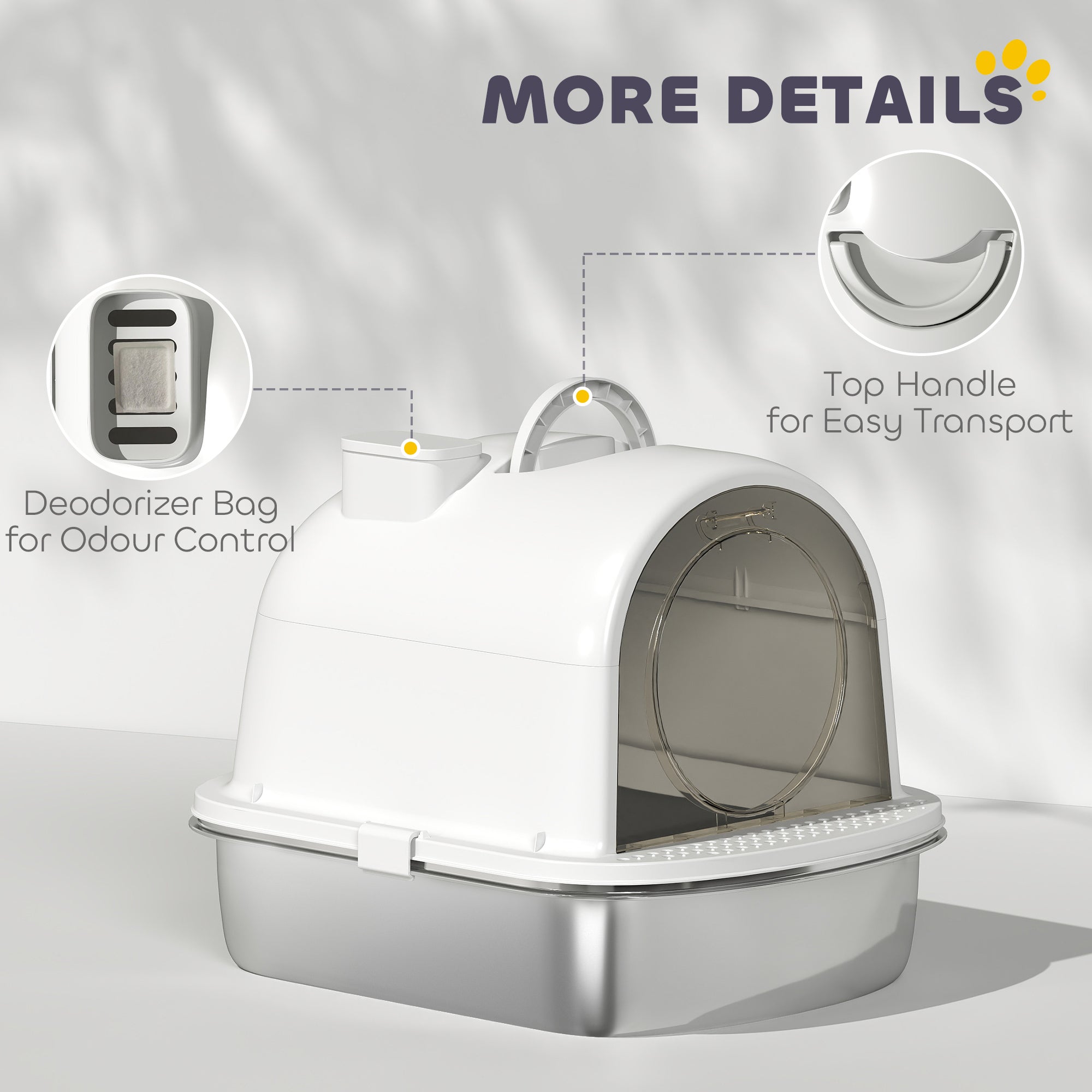Enclosed Stainless Steel Litter Box, Metal Cat Litter Box with Scoop - view 6