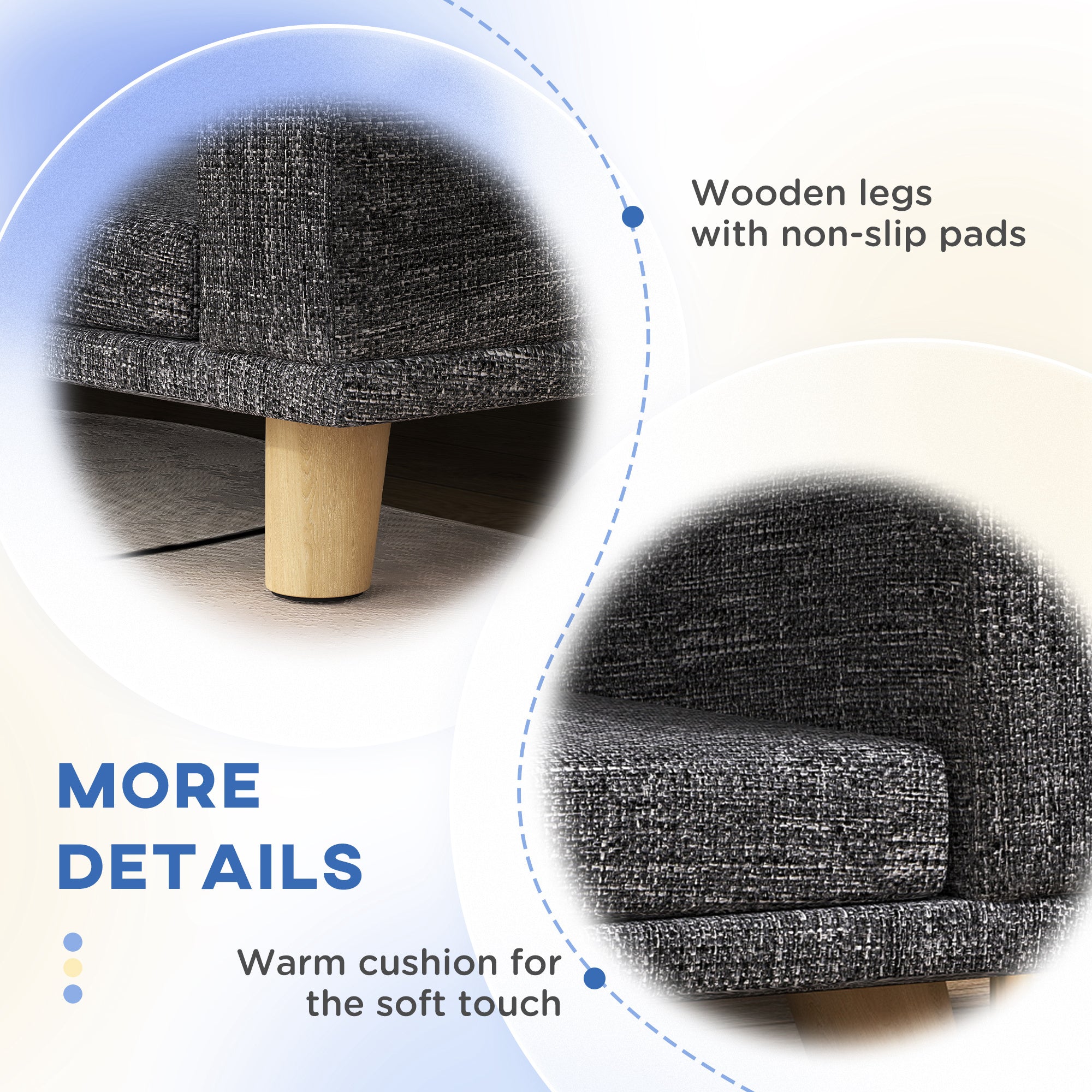 Dog Sofa for Large Dogs with Washable Cover, Anti-slip Foot Pads, Dark Dog Sofa - view 5