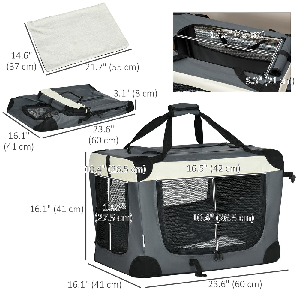 24" Foldable Pet Carrier with Removable Mat, Breathable Mesh, Soft Side Pet - view 2
