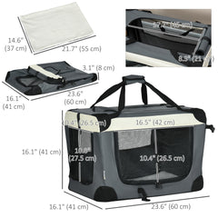 24" Foldable Pet Carrier with Removable Mat, Breathable Mesh, Soft Side Pet - view 2