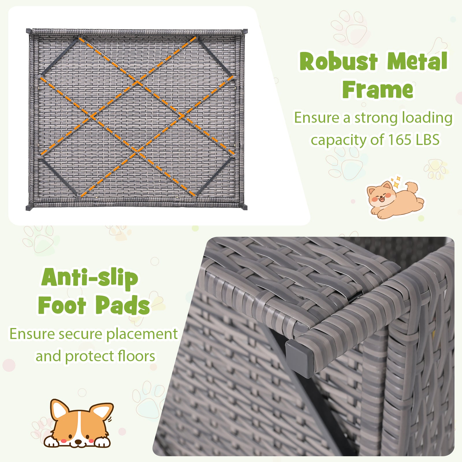 Wicker Dog House Elevated PE Rattan Dog Bed with Canopy Dog Kennel - view 8