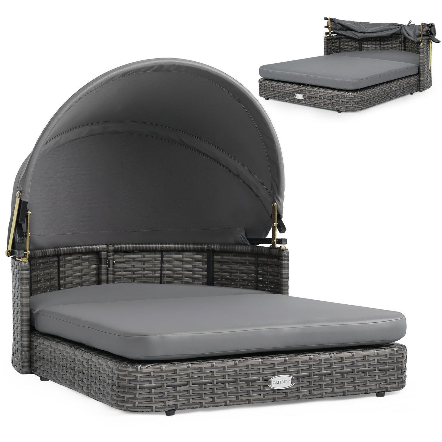 Wicker Dog House with Adjustable Canopy & 2 Detachable Cushions for Small - view 4