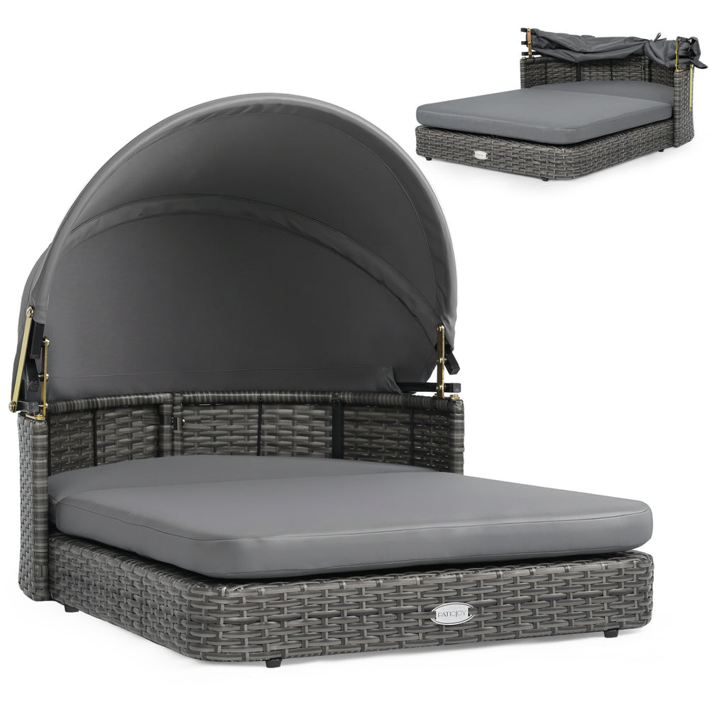 Wicker Dog House with Adjustable Canopy & 2 Detachable Cushions for Small - view 4