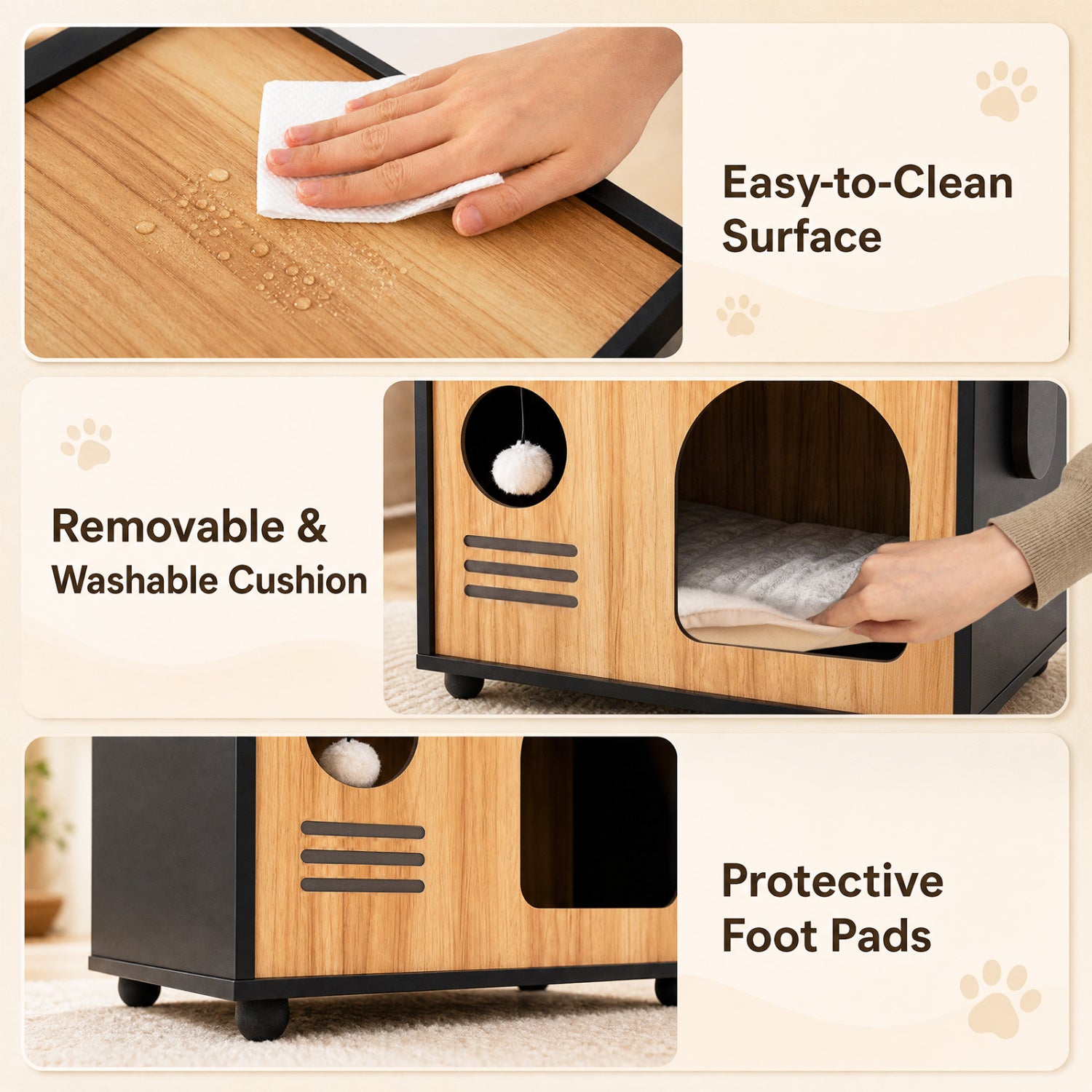 Wooden Cat House with Scratching Post - view 7