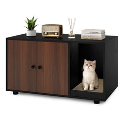 Wooden Cat Litter Box Enclosure Hidden Litter Box Furniture with Scratching