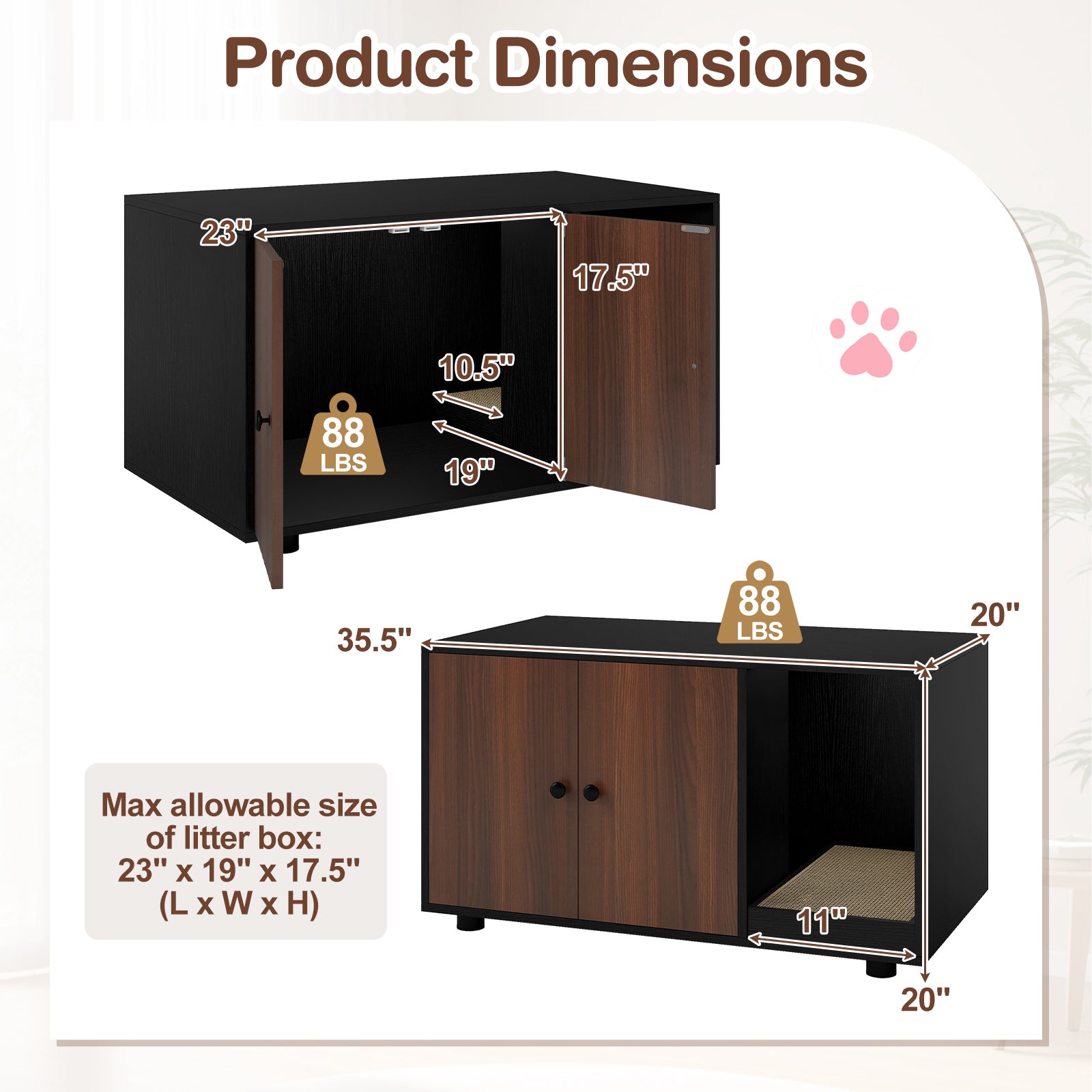 Wooden Cat Litter Box Enclosure Hidden Litter Box Furniture with Scratching - view 4