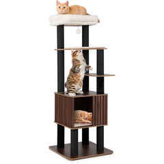 Wooden Cat Tower Top Perch with Soft Padding Cat Tree