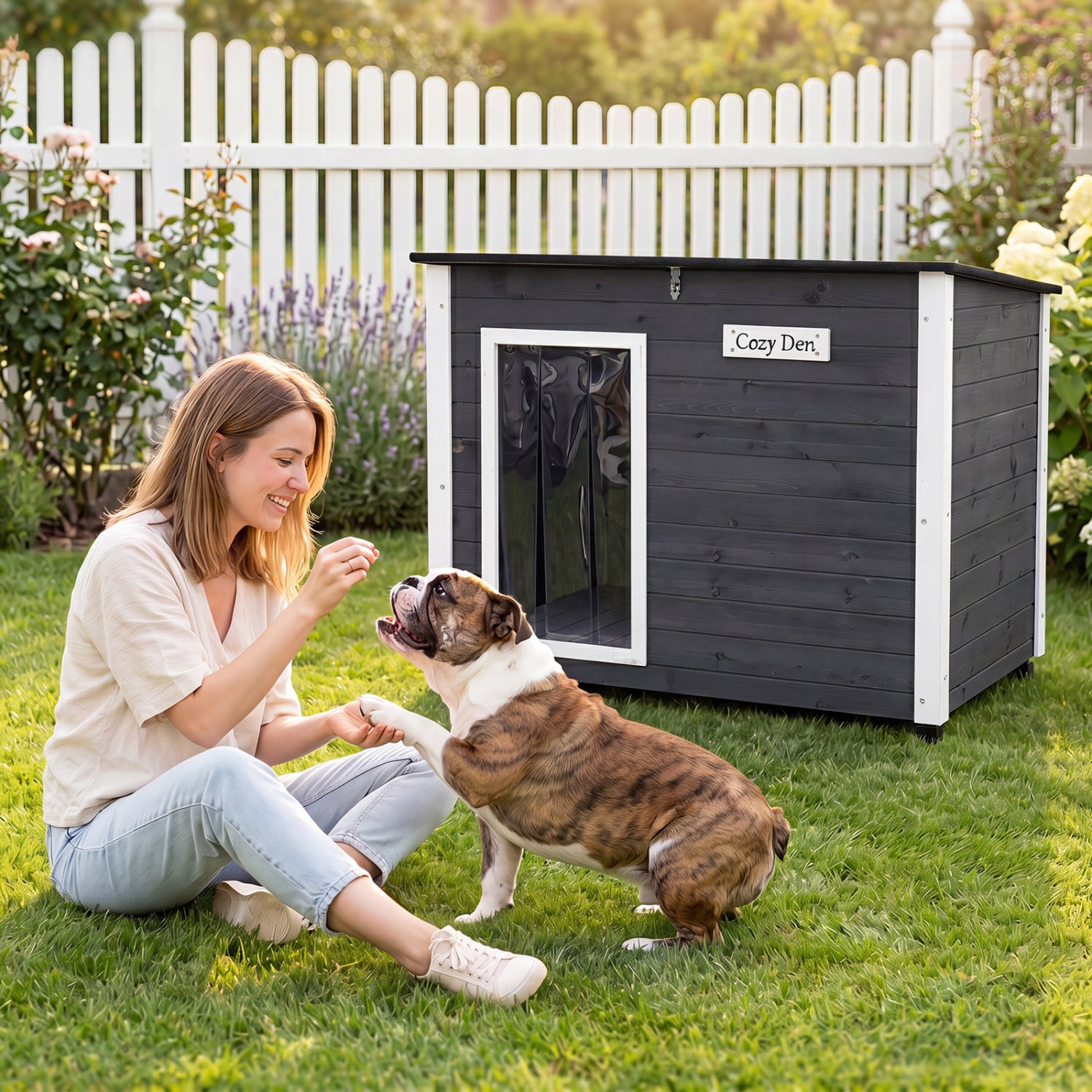 Wooden Dog House Outdoor with Natural Spruce Wood Frame Removable Floor - view 3