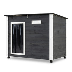 Wooden Dog House Outdoor with Natural Spruce Wood Frame Removable Floor