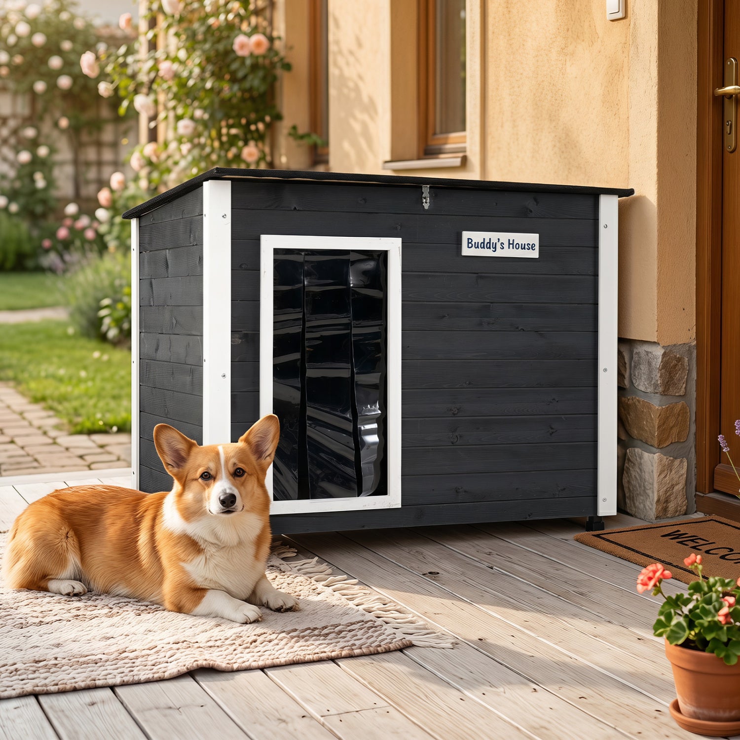 Wooden Dog House Outdoor with Natural Spruce Wood Frame Removable Floor - view 6