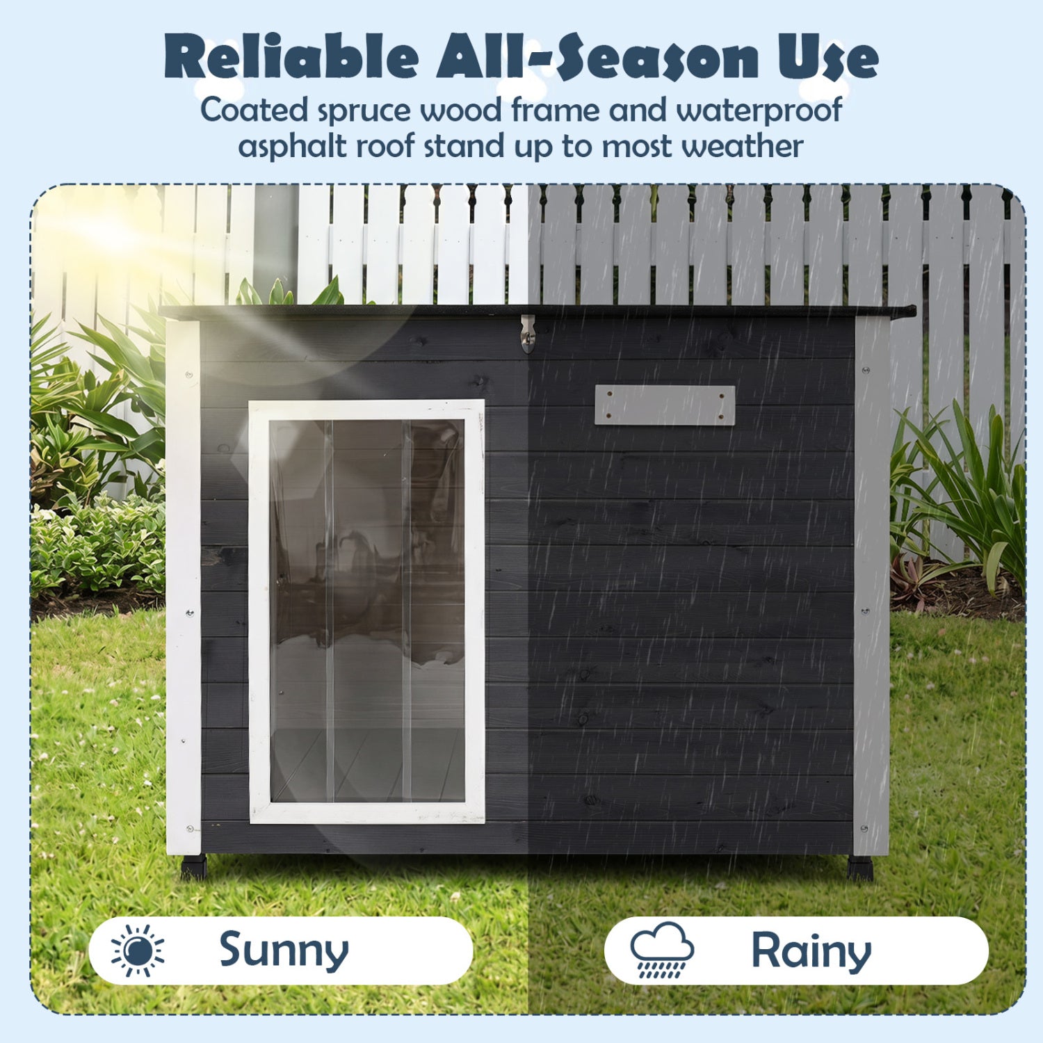Wooden Dog House Outdoor with Natural Spruce Wood Frame Removable Floor - view 7